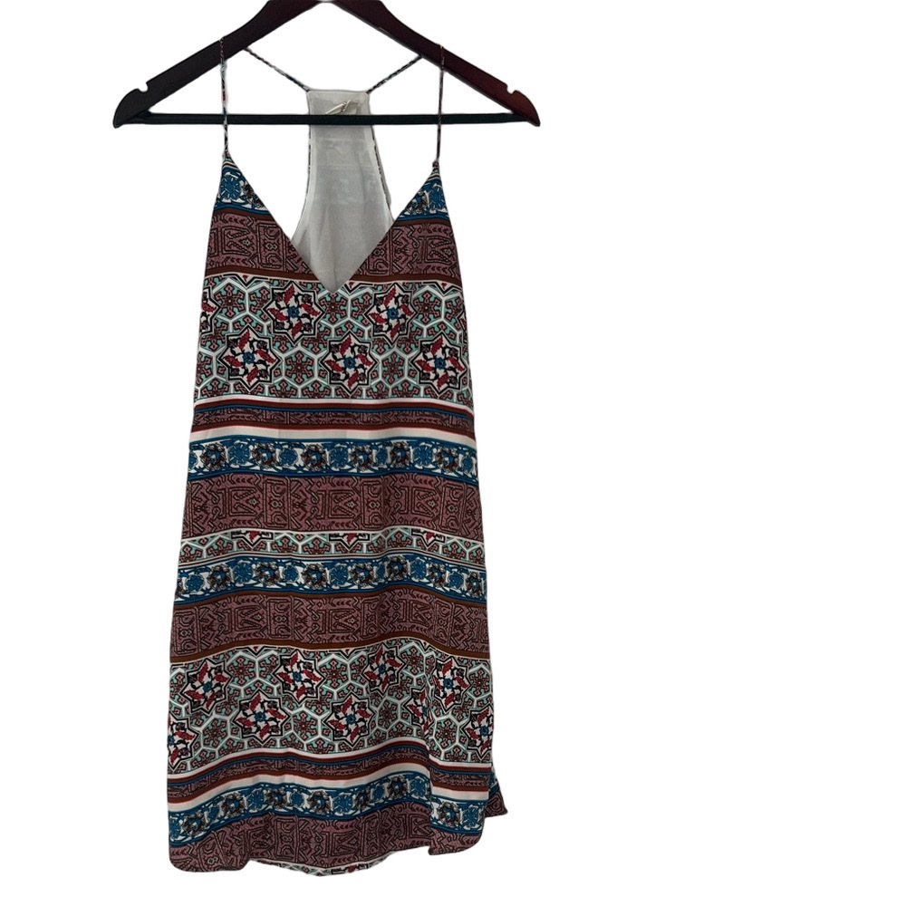 Bohemian Strappy Mini Dress - Blue and Red